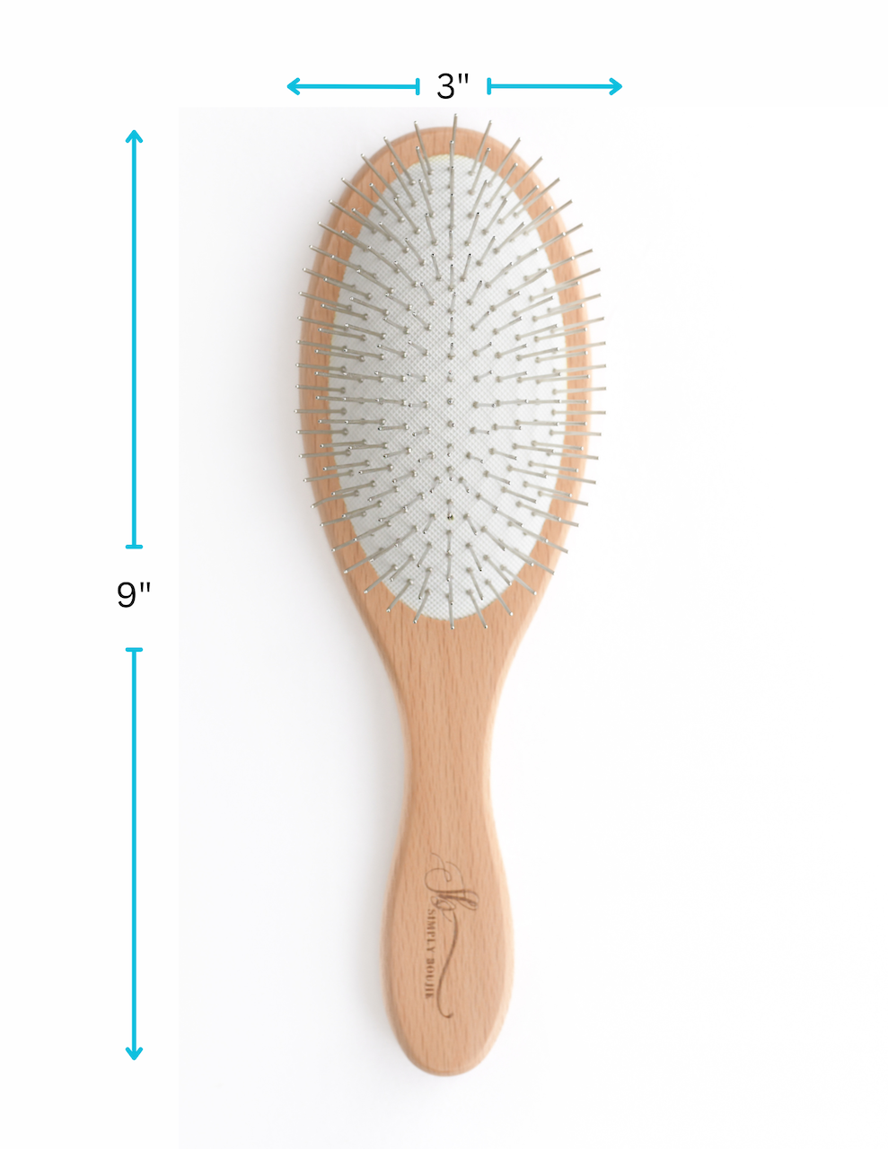 Dry & Wet Detangler Hair Brush – Luxury Metal Bristle Brush with Solid Wood Handle for Natural Hair, Wigs, or Extensions – Detangling Brush for Curly, Straight, Fine, or Thick Hair by Simply Boujie