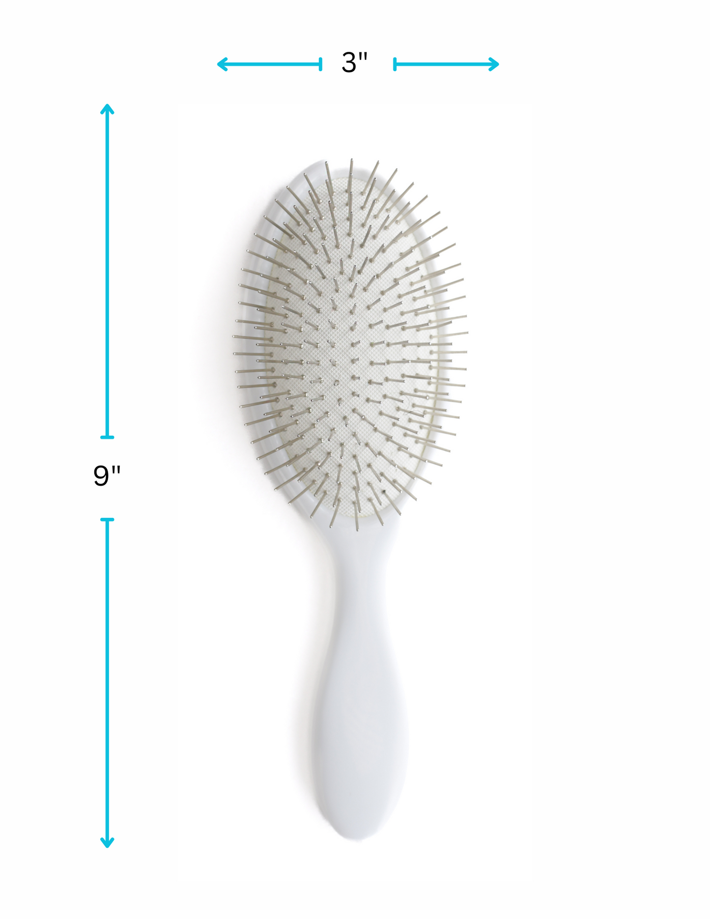 Steel Bristle Detangling Brush, White Resin - Polished Tips No Ball Ends, Drainage Hole, Safe for Extensions Wigs All Hair Types, Gift Style