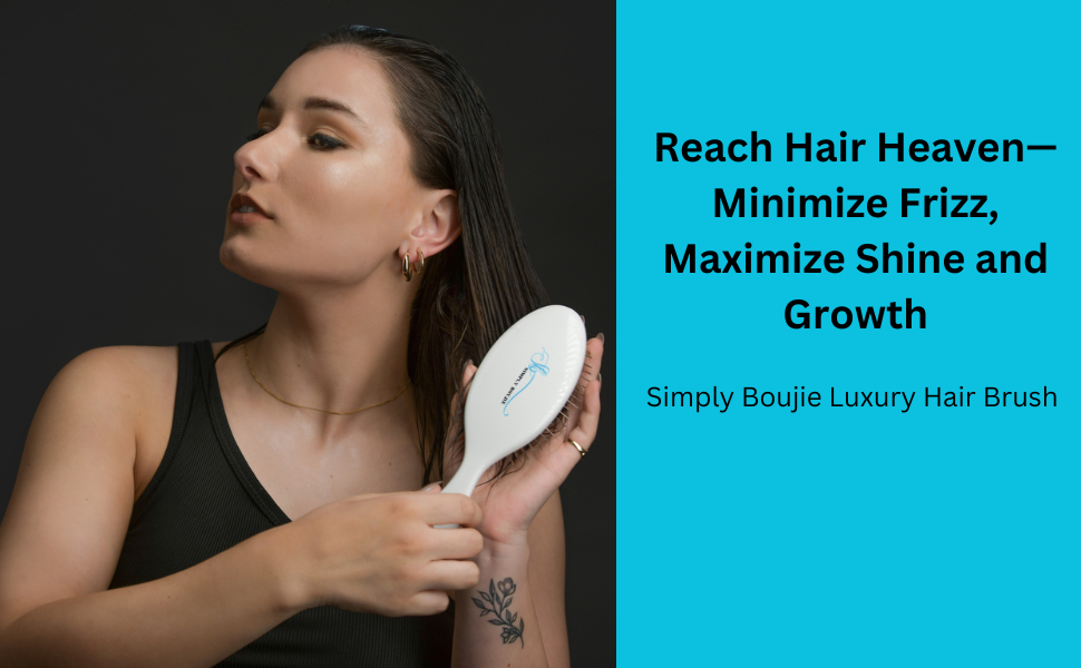 Dry & Wet Detangler Hair Brush – Luxury Metal Bristle Brush with Solid Wood Handle for Natural Hair, Wigs, or Extensions – Detangling Brush for Curly, Straight, Fine, or Thick Hair by Simply Boujie
