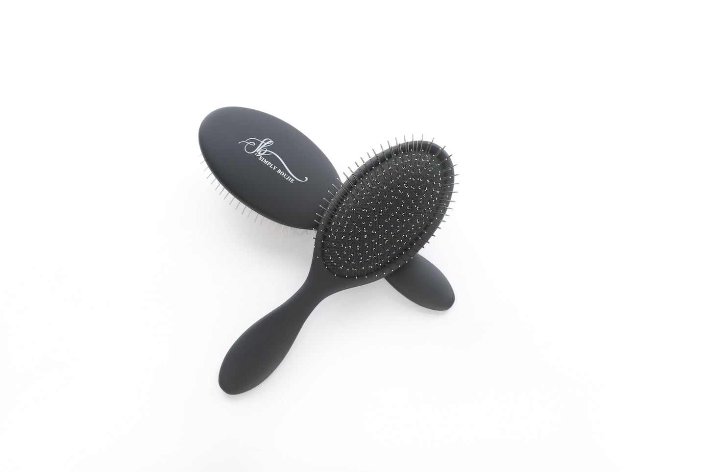 Dry & Wet Detangler Hair Brush – Luxury Metal Bristle Brush with Solid Polymer Handle for Natural Hair, Wigs, or Extensions – Detangling Brush for Curly, Straight, Fine, or Thick Hair by Simply Boujie