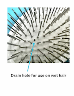 Steel Bristle Detangling Brush, White Resin - Polished Tips No Ball Ends, Drainage Hole, Safe for Extensions Wigs All Hair Types, Gift Style
