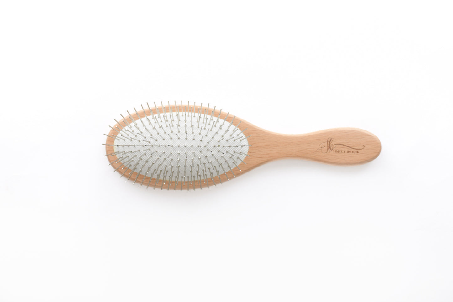 Dry & Wet Detangler Hair Brush – Luxury Metal Bristle Brush with Solid Wood Handle for Natural Hair, Wigs, or Extensions – Detangling Brush for Curly, Straight, Fine, or Thick Hair by Simply Boujie