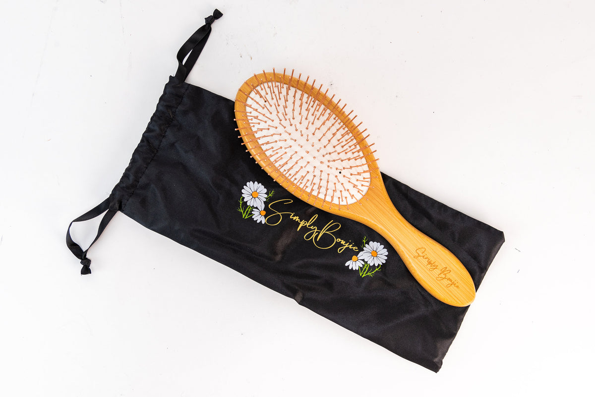 Copper Bristle Bamboo Brush with its Simply Boujie storage bag