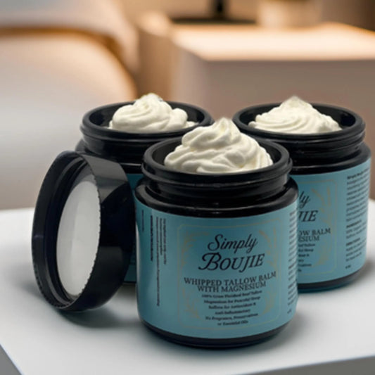 Whipped Magnesium Tallow Balm: Unscented Body Butter for Dry Skin