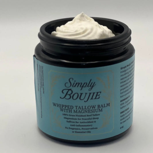 Whipped Magnesium Tallow Balm: Unscented Body Butter for Dry Skin