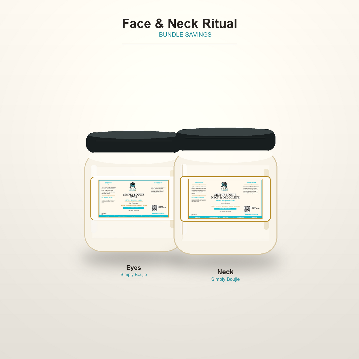 Simply Boujie Face and Neck Ritual with new labels