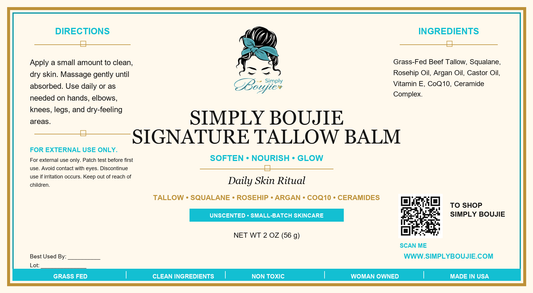 Simply Boujie Signature Tallow Balm label - Simply Boujie