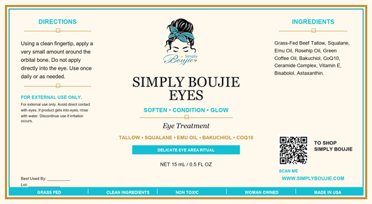 Simply Boujie Eyes label - Simply Boujie