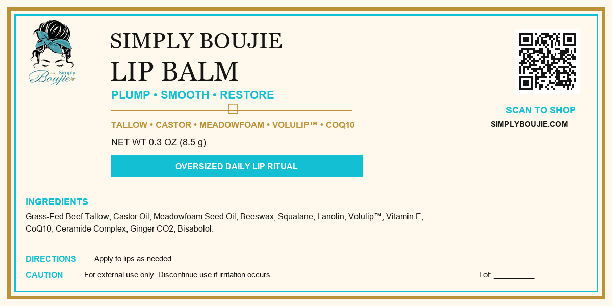 Simply Boujie Lip Balm label - Simply Boujie
