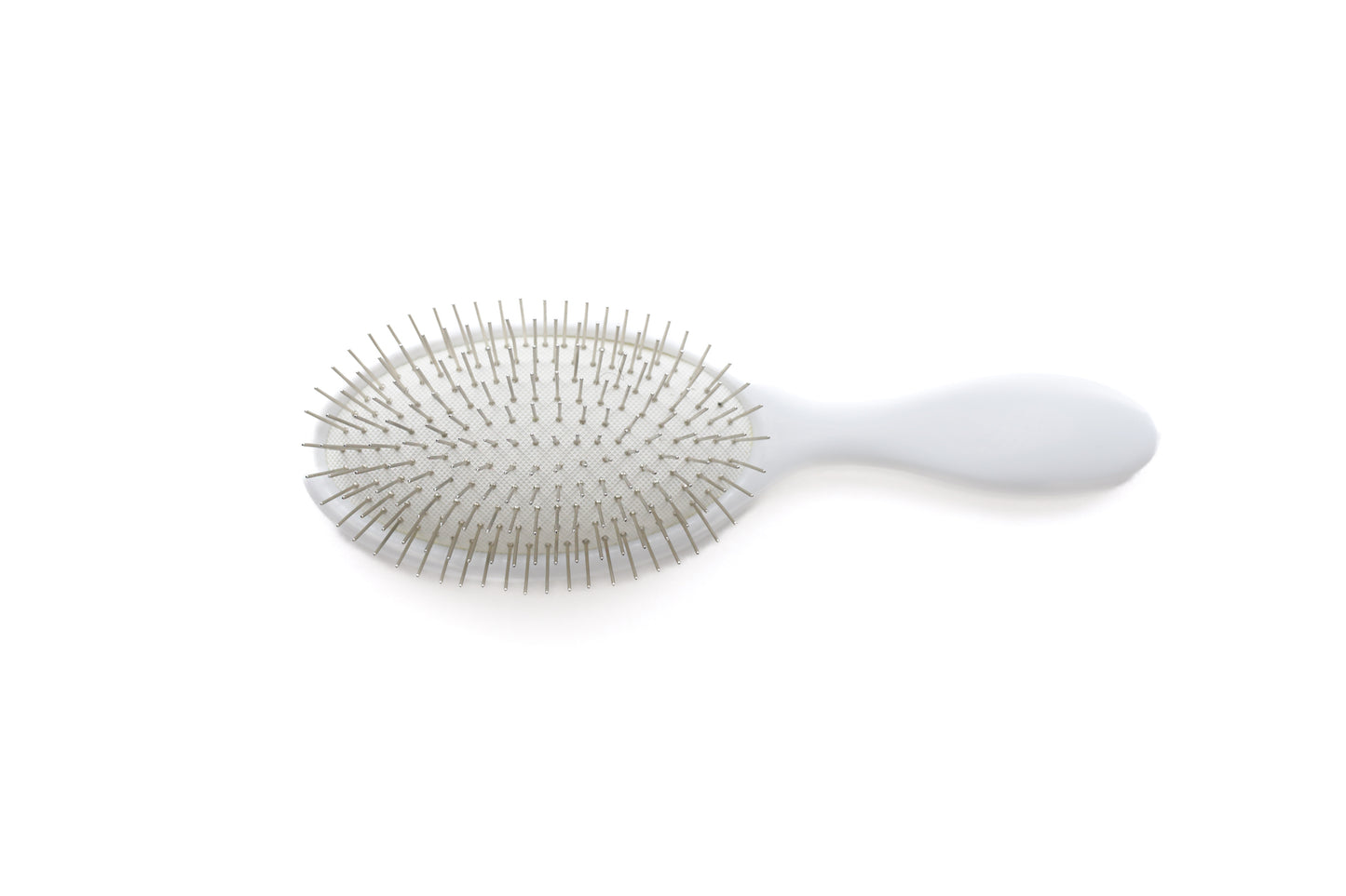 Steel Bristle Detangling Brush, White Resin - Polished Tips No Ball Ends, Drainage Hole, Safe for Extensions Wigs All Hair Types, Gift Style